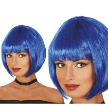 Peluca media melena azul eco